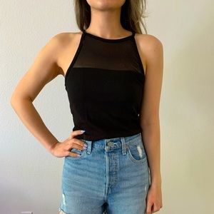 Bozzolo - black croptop w/mesh detail - zipper back - size L - perfect condition